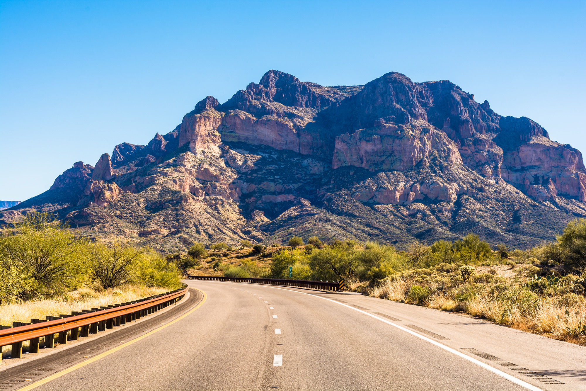 arizona highway in front of a mountain